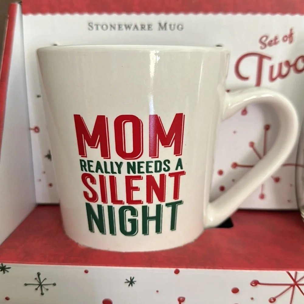 Mom Christmas coffee mug  and stemless wine glass gift set